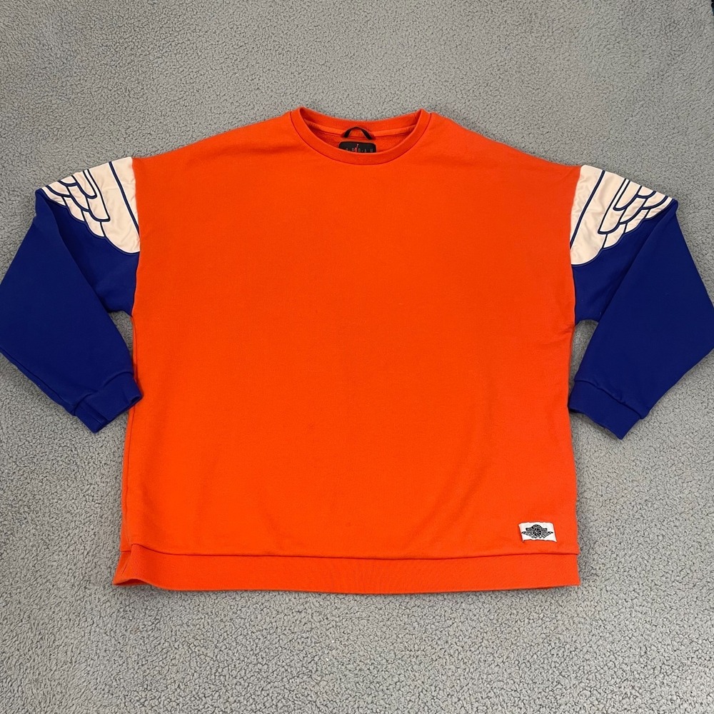 Nike Air Jordan Wings Classic Crew Sweatshirt Men XXL Orange Jumpman Pullover